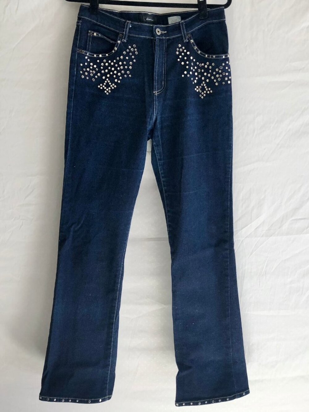 Vintage Arden B Stud Embellished Jeans Boot Cut Dark Blue Wash Size 10